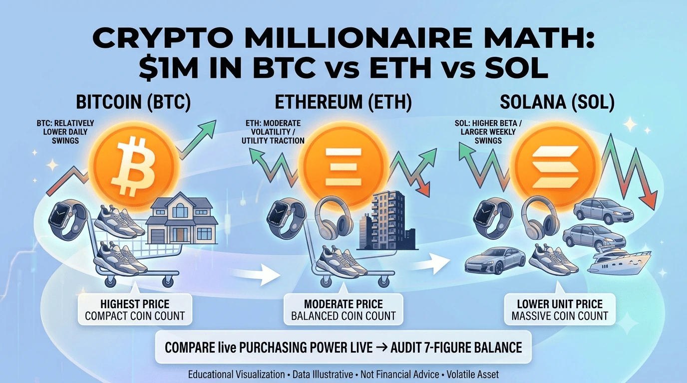 Comparing 1 Million dollars in Bitcoin, Ethereum, and Solana