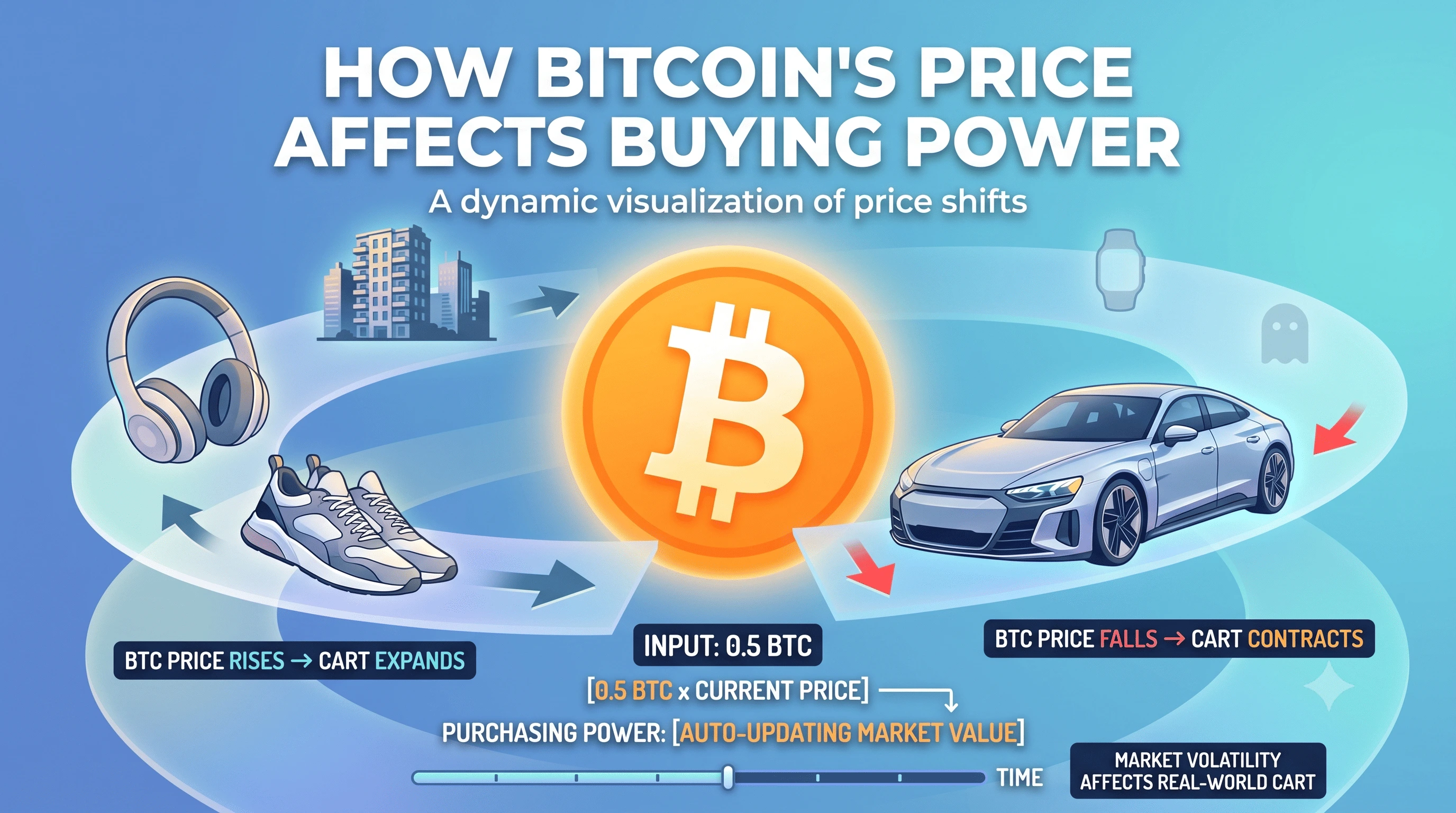How Bitcoin price movements change real world buying power