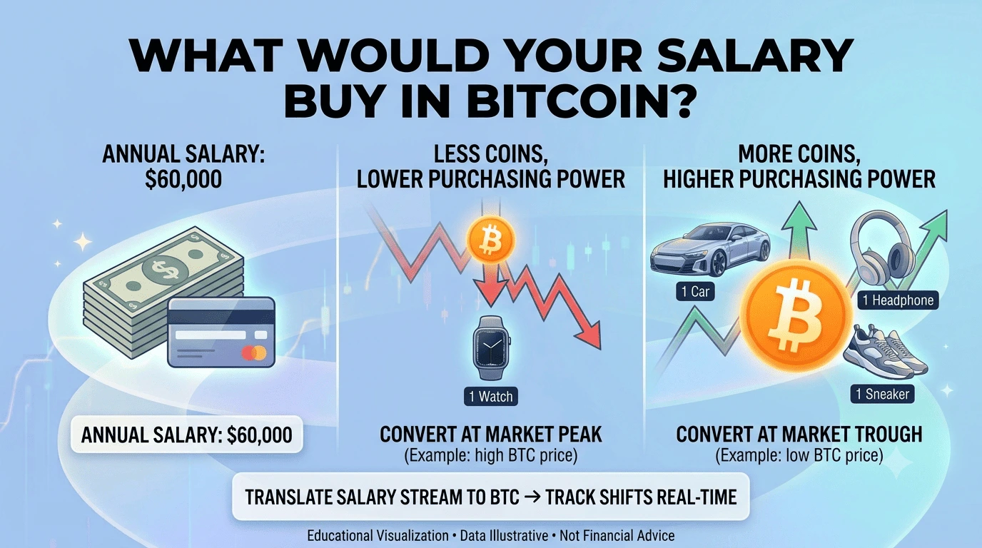 Salary converted into Bitcoin purchasing power comparison